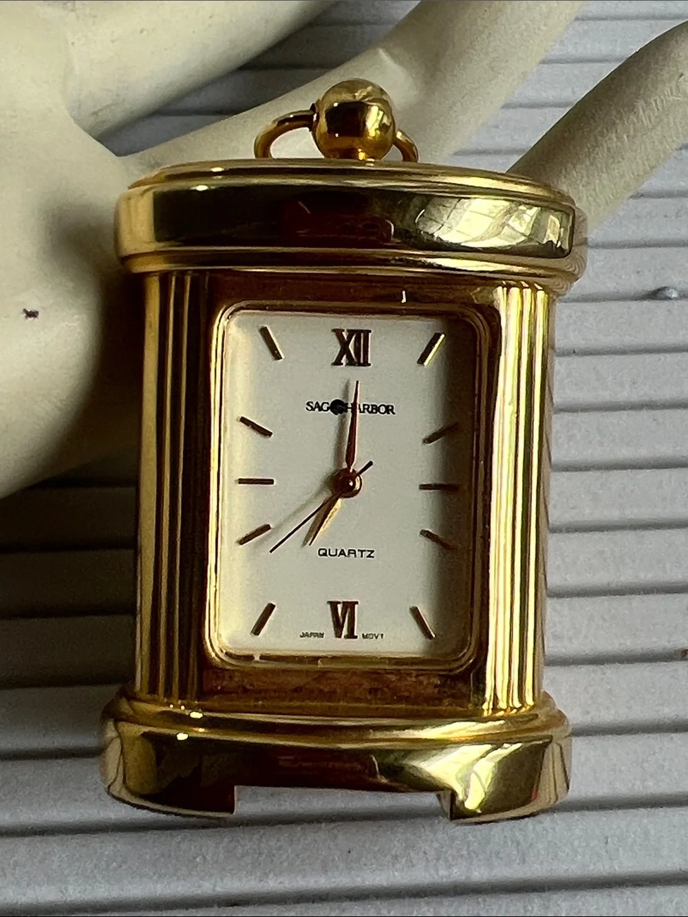 Sag Harbor Gold Mantel Clock with White Dial